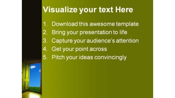 Open Door To Nature Metaphor PowerPoint Templates And PowerPoint Backgrounds 0811