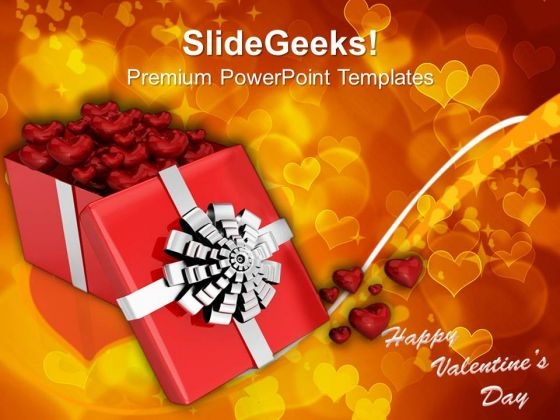 Open Gift Box With Hearts Valentines PowerPoint Templates Ppt Backgrounds For Slides 0213