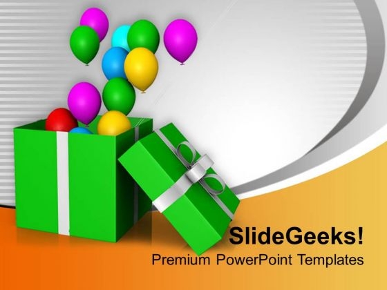 Opened Gift Box With Balloons Beautiful PowerPoint Templates Ppt Backgrounds For Slides 0113