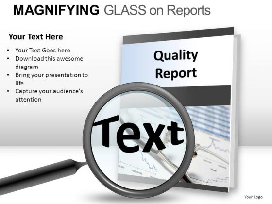 Optical Magnifying Glass On Report PowerPoint Slides And Ppt Diagram Templates