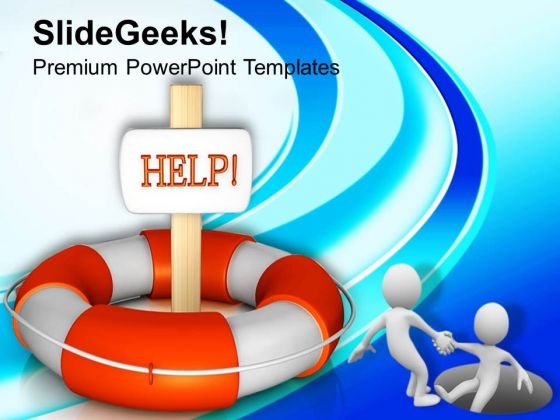 Orange Lifesaver With Sign Help Rescue Concept PowerPoint Templates Ppt Backgrounds For Slides 0113