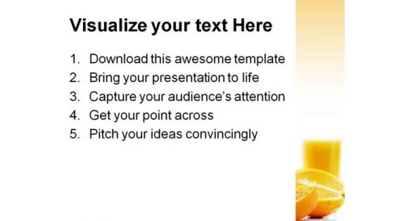 Orange With Juice Food PowerPoint Template 0810