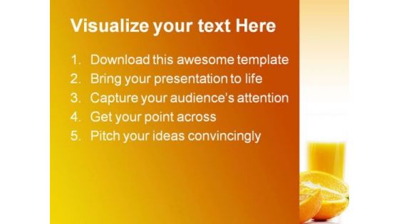 Orange With Juice Food PowerPoint Template 0810