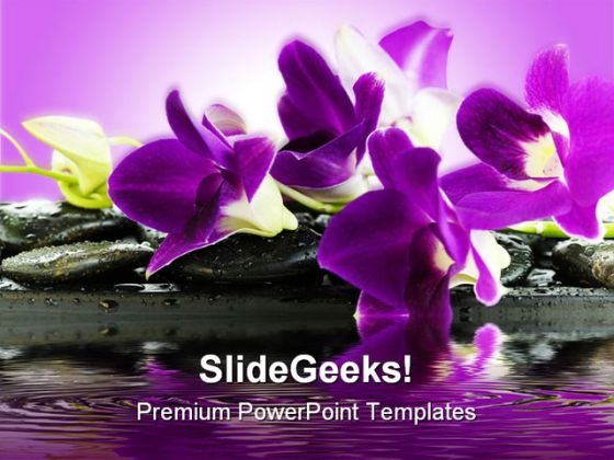 Orchid Reflection Nature PowerPoint Template 0610