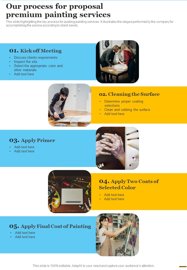 Our Process For Proposal Premium Painting Services One Pager Sample Example Document