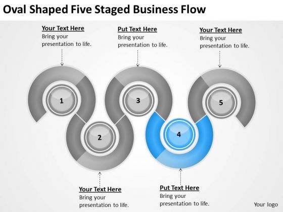 Oval Shaped Five Staged Business Flow Ppt Plan PowerPoint Slides