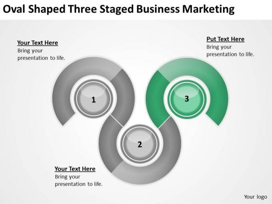 Oval Shaped Three Staged Business Marketing Action Plan PowerPoint Slides