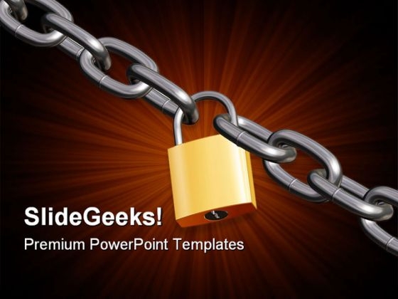 Padlock With Chain Security PowerPoint Themes And PowerPoint Slides 0711