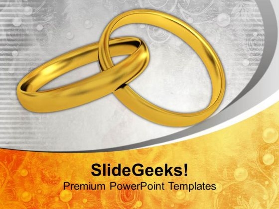 Pair Of Golden Rings Wedding PowerPoint Templates Ppt Backgrounds For Slides 0113