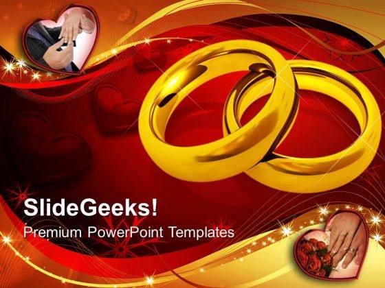 Pair Of Golden Rings Wedding Youth PowerPoint Templates Ppt Backgrounds For Slides 0113