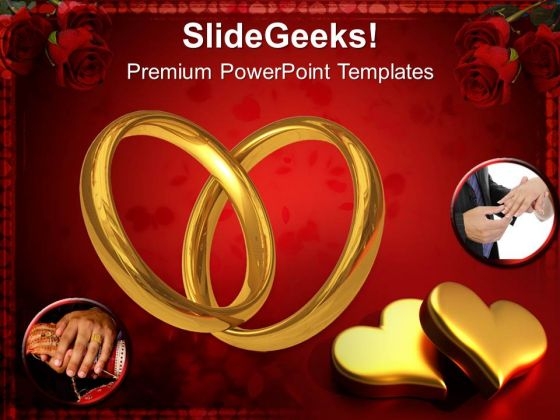 Pair Of Rings Celebration Wedding PowerPoint Templates Ppt Backgrounds For Slides 1212