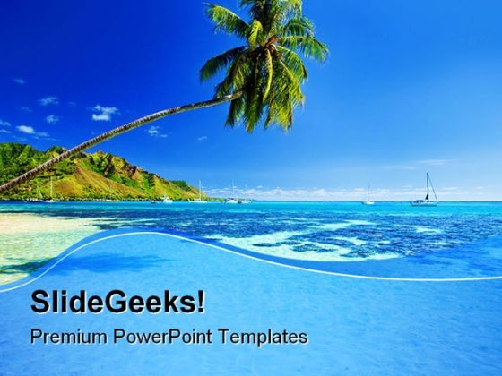 Palm Tree Beach PowerPoint Templates And PowerPoint Backgrounds 0711