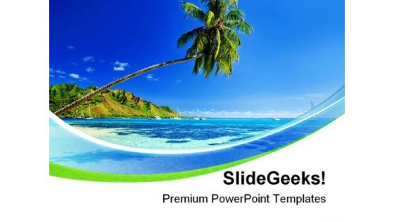 Palm Tree Near Beach Vacation PowerPoint Templates And PowerPoint Backgrounds 0611