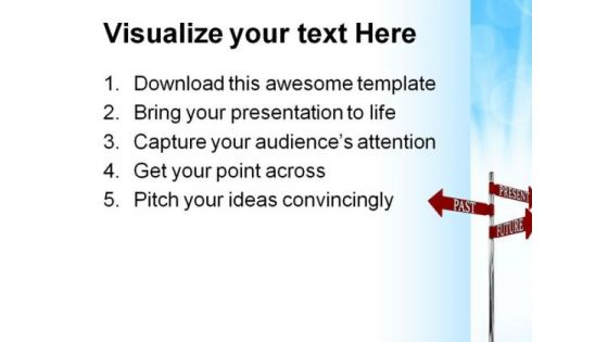 Past Present And Future Signpost Metaphor PowerPoint Templates And PowerPoint Backgrounds 0811
