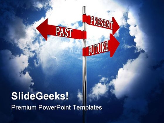 Past Present Future Signboard Travel PowerPoint Backgrounds And Templates 1210
