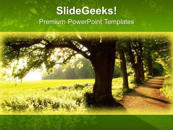 Path To Forest Nature PowerPoint Templates Ppt Backgrounds For Slides 0313