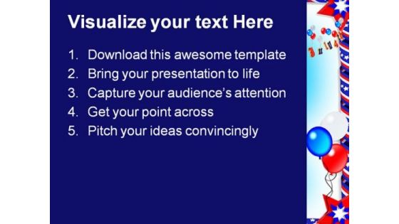 Patriotic Ribbons Americana PowerPoint Template 1110