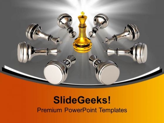 Pawns Fallen Around King Leadership Concept PowerPoint Templates Ppt Backgrounds For Slides 0113