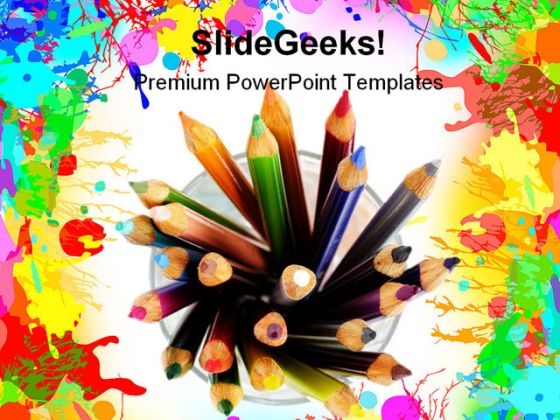 Pencils In A Glass Education PowerPoint Template 1110