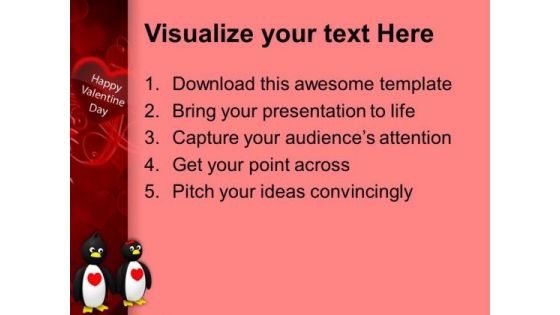 Penguin Couple Holding Hands PowerPoint Templates Ppt Backgrounds For Slides 0213