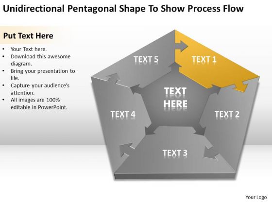Pentagonal Shape To Show Process Flow Ppt Startup Business Plans PowerPoint Slides