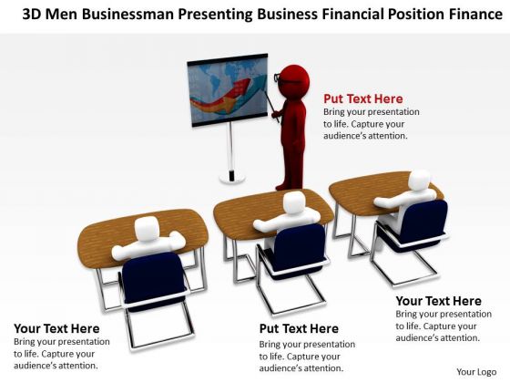 People Business 3d Men Businessman Presenting Financial Position Finance PowerPoint Slides