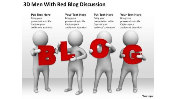 People Business 3d Men With Red Blog Discussion PowerPoint Templates Ppt Backgrounds For Slides
