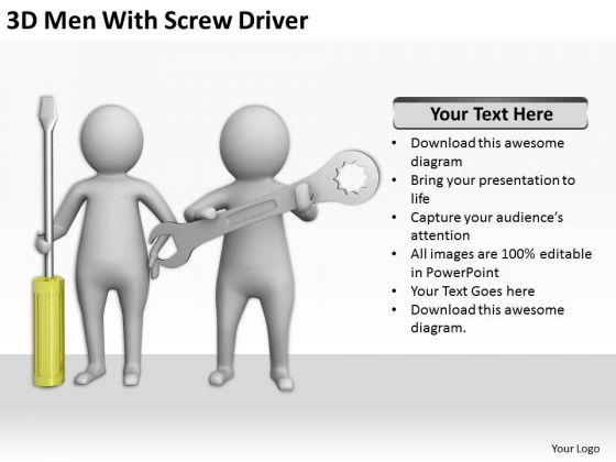 People Business 3d Men With Screw Driver PowerPoint Templates Ppt Backgrounds For Slides