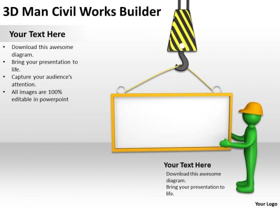 People In Business 3d Man Civil Works Builder PowerPoint Templates
