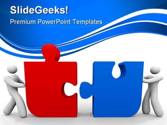 People Pushing Puzzle Pieces Business PowerPoint Themes And PowerPoint Slides 0411