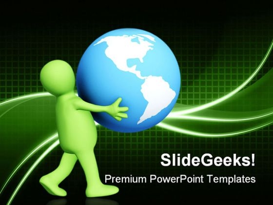 Person Carrying In Hands Globe PowerPoint Templates And PowerPoint Backgrounds 0311