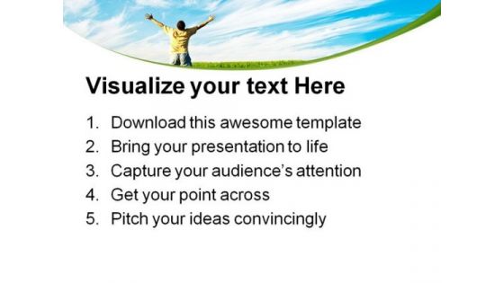 Person Enjoying Freedom Nature PowerPoint Themes And PowerPoint Slides 0711