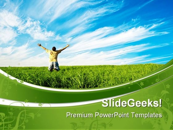 Person Enjoying Freedom Nature PowerPoint Themes And PowerPoint Slides 0711