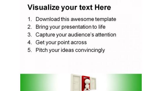 Person Entering A Door Metaphor PowerPoint Templates And PowerPoint Backgrounds 0411