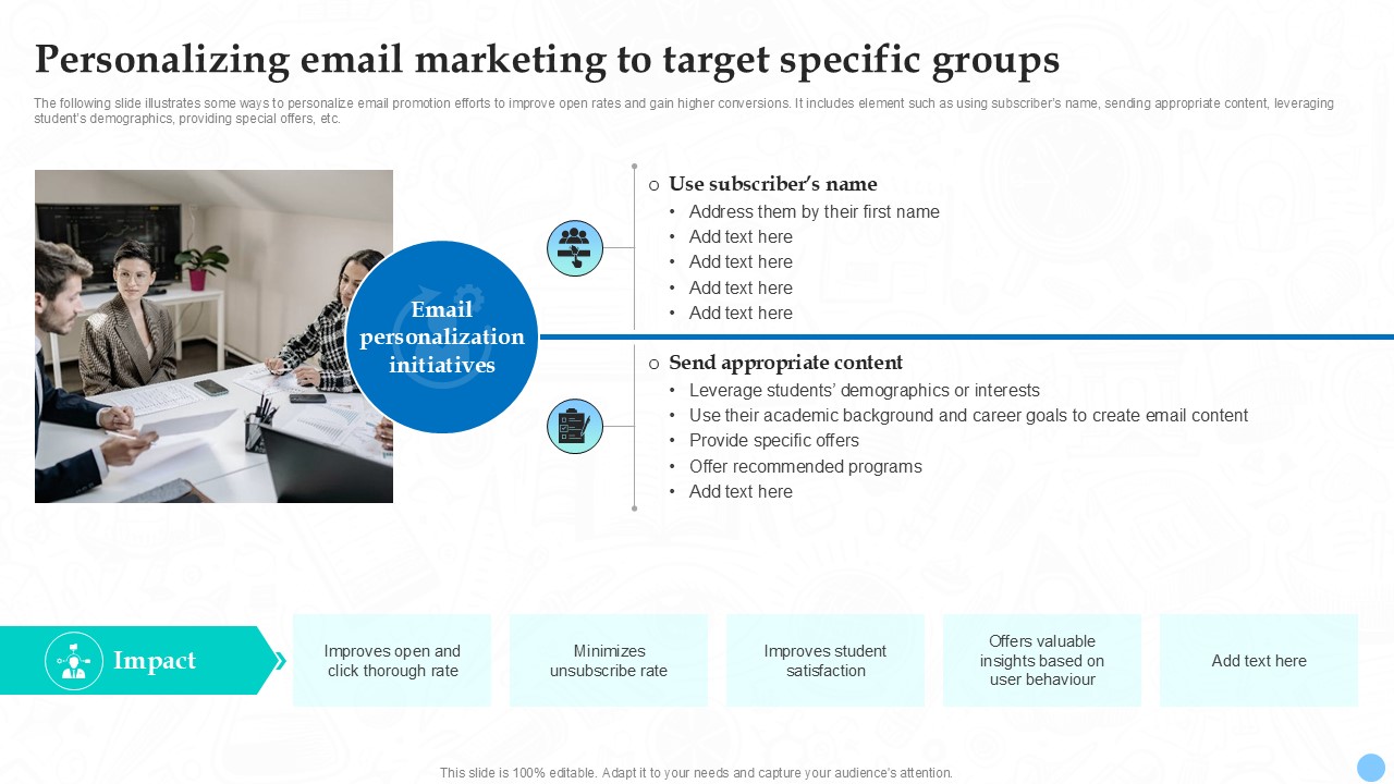 Personalizing Email Marketing To Target Higher Education Ppt Template Strategy SS V