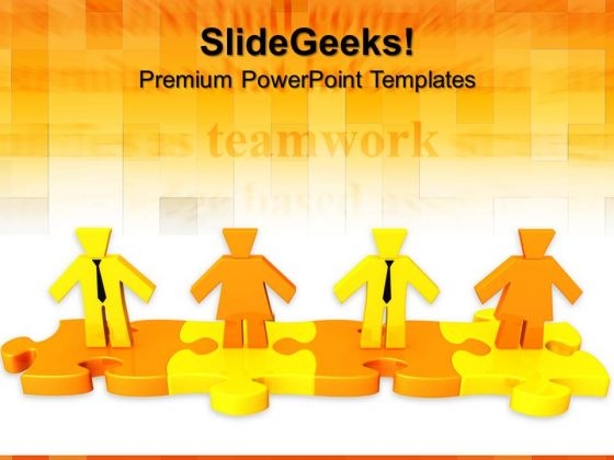 Persons Standing On Puzzle Teamwork PowerPoint Templates And PowerPoint Themes 0712