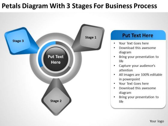 Petals Diagram With 3 Stages For Business Process Ppt Copy Of Plan PowerPoint Slides