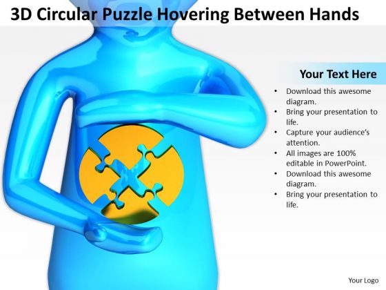 Pictures Of Business Men 3d Circular Puzzle Hovering Between Hands PowerPoint Slides