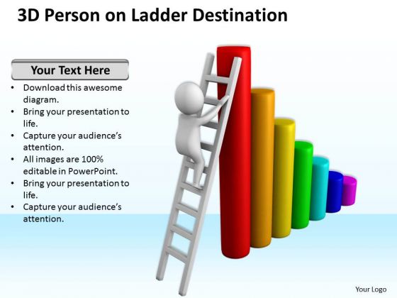 Pictures Of Business Men 3d Person Ladder Destination PowerPoint Slides