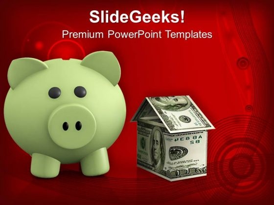Piggy Bank Investment Savings Real Estate PowerPoint Templates Ppt Backgrounds For Slides 0213