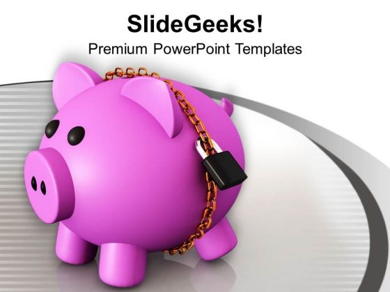 Piggy Bank Secured With Padlock PowerPoint Templates Ppt Backgrounds For Slides 0313