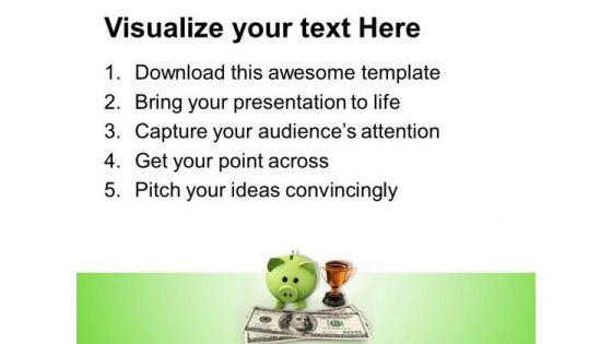 Piggy Bank With Gold Trophy Investment PowerPoint Templates And PowerPoint Themes 1012