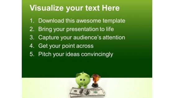 Piggy Bank With Gold Trophy Investment PowerPoint Templates And PowerPoint Themes 1012