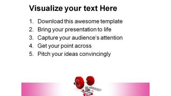 Pills And Dumbbells Health PowerPoint Templates And PowerPoint Backgrounds 0811