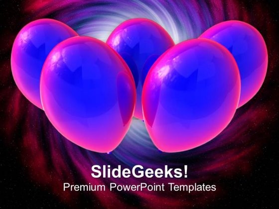 Pink And Blue Balloons For Celebration PowerPoint Templates Ppt Backgrounds For Slides 0413