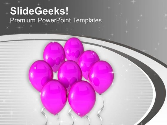 Pink Balloons For Celebration Theme PowerPoint Templates Ppt Backgrounds For Slides 0513
