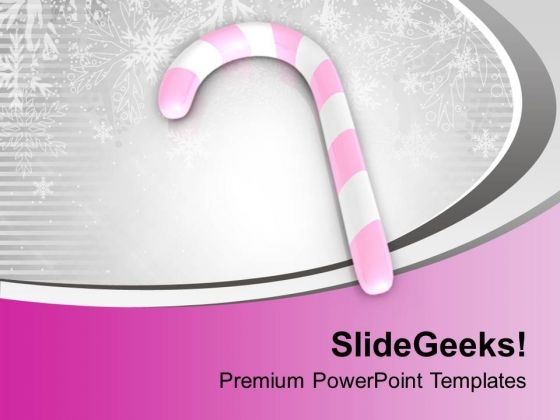 Pink Candy Cane On White Background PowerPoint Templates Ppt Backgrounds For Slides 0113