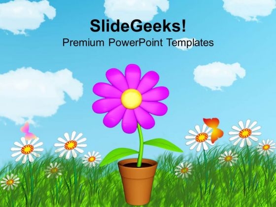 Pink Flower In Garden PowerPoint Templates Ppt Backgrounds For Slides 0713