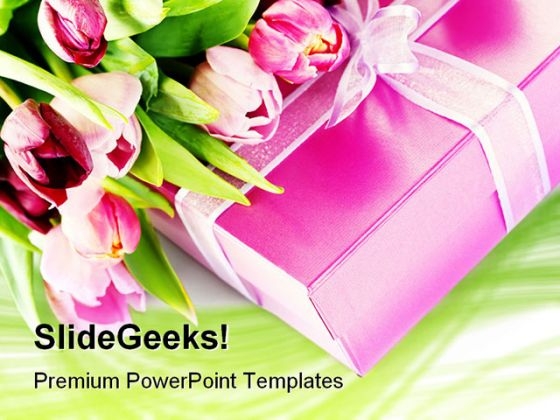 Pink Tulips And Gift Festival PowerPoint Templates And PowerPoint Backgrounds 0311