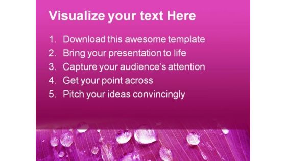 Pink Water Drops Nature PowerPoint Background And Template 1210